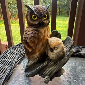 Owl Resin Sculpture with Glass Eyes by Italian artist